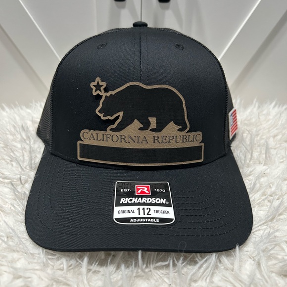 Laser engraved California Republic Richardson 112 trucker hat. - Picture 2 of 2